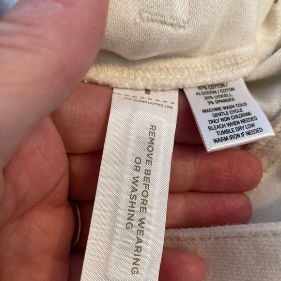 LOFT NWT cream pants w/zipper pockets and unfinished hem chic for season - Picture 9 of 11